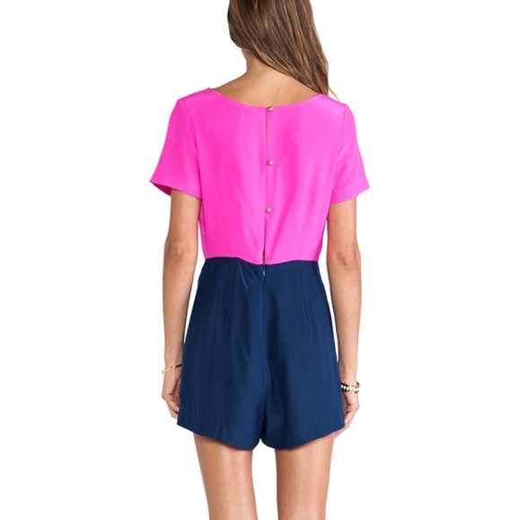 NWOT Revolve Silk PleatRomper Hot Pink & Emerson - Picture 2 of 7